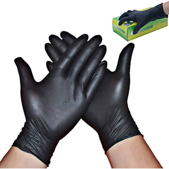 ORUYROP Black Nitrile Disposable Gloves Latex, Kitchen/Work/Gardening Gloves, XL 100PCS