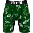 thumbnail image 2 of Men's Rock Em Socks Forest Green Milwaukee Bucks All-Over Logo Boxer Briefs & Crew Socks Combo Pack, 2 of 3