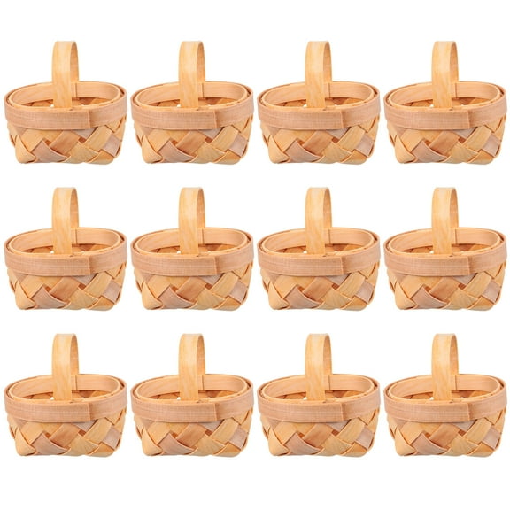 FRCOLOR 12pcs Wood Chip Mini Baskets Manual Woven Baskets Woven Baskets Ornaments