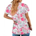 thumbnail image 4 of Fantaslook Womens Blouses Dressy Casual Pleated Tunic Tops Floral Ruffle Sleeve Summer Shirts, 4 of 6