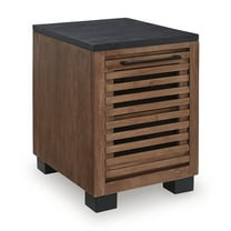 Signature Design by Ashley Kallari  Chairside End Table Two Tone Wood Storage Cabinet, Warm Brown