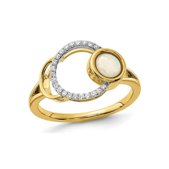 Gem & Harmony 1/4 Carat (Ctw) Opal with Diamonds Ring in 14K Yellow Gold for Women