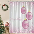 thumbnail image 3 of Merry Christmas Shower Curtain Pink Christmas Balls Fantasy Snowflake Winter Holiday Happy New Year Pine Fabric Bathroom Decor Set with Hooks, 3 of 4