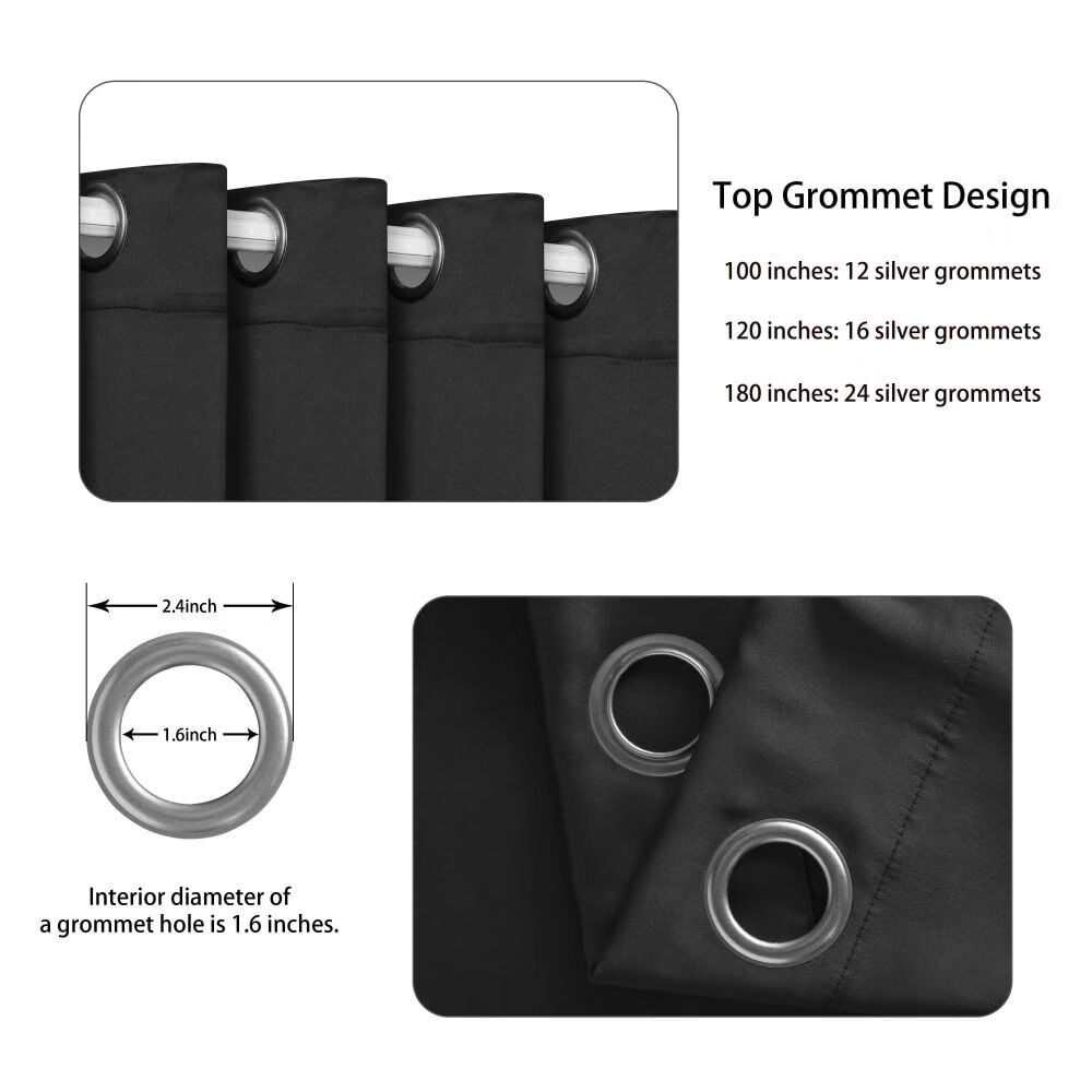LUSHVIDA Room Divider Curtains Total Privacy Wall Room Divider Screens Wide Blackout Curtain for Living Room Bedroom Patio Sliding Door, 1 Panel, Black, 8.3ft Wide x 7ft Tall