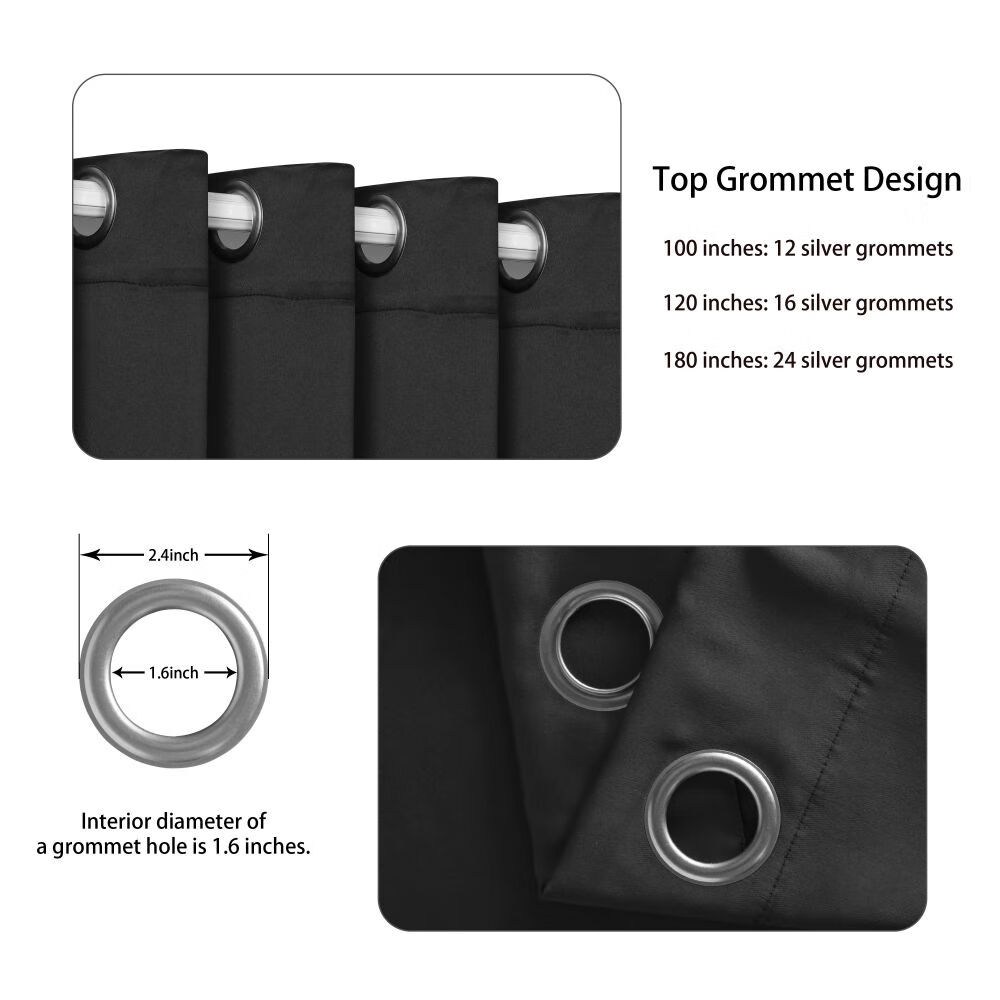 LUSHVIDA Room Divider Blackout Curtain Panel, Black photo 3