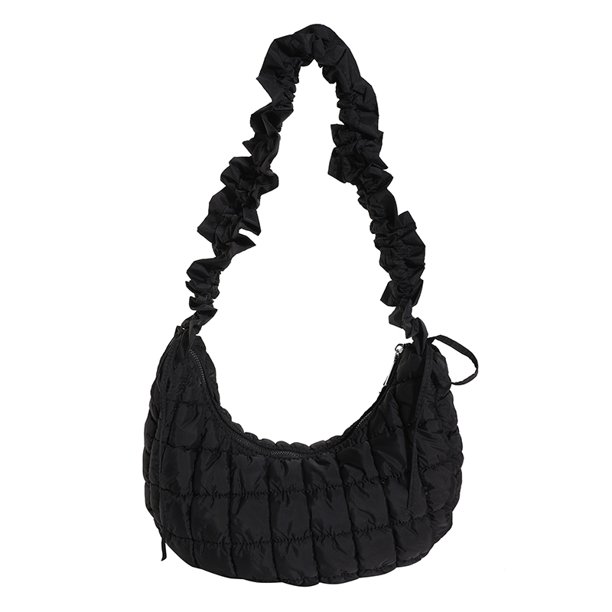 Bolso tote de nube para mujer, bolsos para axilas de moda de verano, bolso de hombro sólido (negro)
