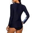 thumbnail image 2 of Women's Zip Front Rash Guard Long Sleeve Rashguard Top Sun Protection Swim Shirt, 2 of 6