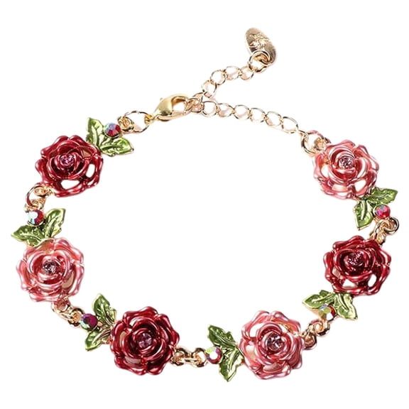 SUSHANG Ladies Rose Bracelet Cloisonné Multi Color Rose Bracelet for Women Exquisite Craftsmanship Exudes Feminine Charm Accessories Suitable for All Occasions To Make You More Charming.