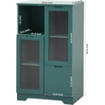 thumbnail image 2 of Dining Room Cabinet Storage, Green Entryway Cabinet with Storage, Wooden Floor Cabinet with Glass Doors for Living Room, Bathroom, Entryway, Bedroom, Dining Room, Condo, Office, 2 of 16