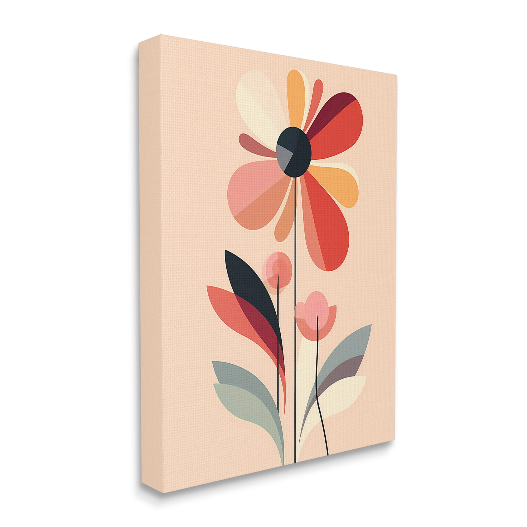 Stupell Industries Retro Abstract Bloom Botanical & Floral Painting Gallery Wrapped Canvas Art Print Wall Art, 24 x 30