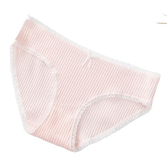 hoksml Ribbed Lace Panties for Women - Comfortable Briefs with Bow Detail, Everyday Underwear