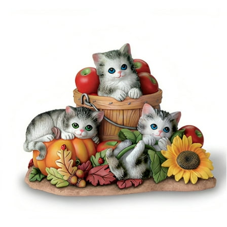 The Bradford Exchange Autumns Harvest Seasons in the Garden Sculpture Collection Issue #3 Lifelike Kittens Hand Painted & Hand Crafted Sculpture by Kayomi Harai 7-inches