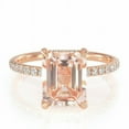 thumbnail image 2 of HeartsAndYou 4ct Emerald Natural Morganite Round Moissanite Accent Ring 14k SOLID Rose Gold, 2 of 9
