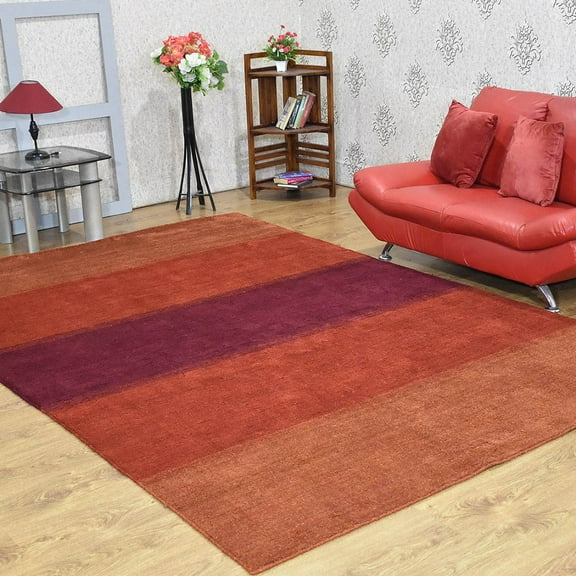 Get MY Rugs LLC Hand Knotted Loom Silk Mix Area Rug Contemporary Orange Red LSM215 6'x9' - Orange Red