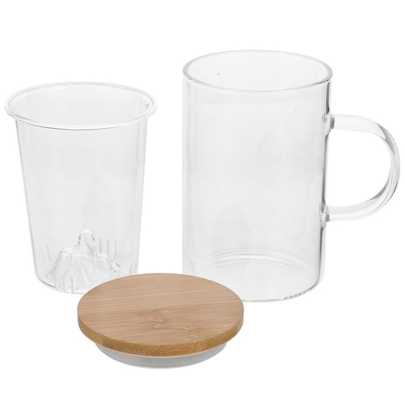 Masteelf Transparent Glass Tea Cup with Infuser and Lid for Home Use 16.9 oz Three Piece Suit