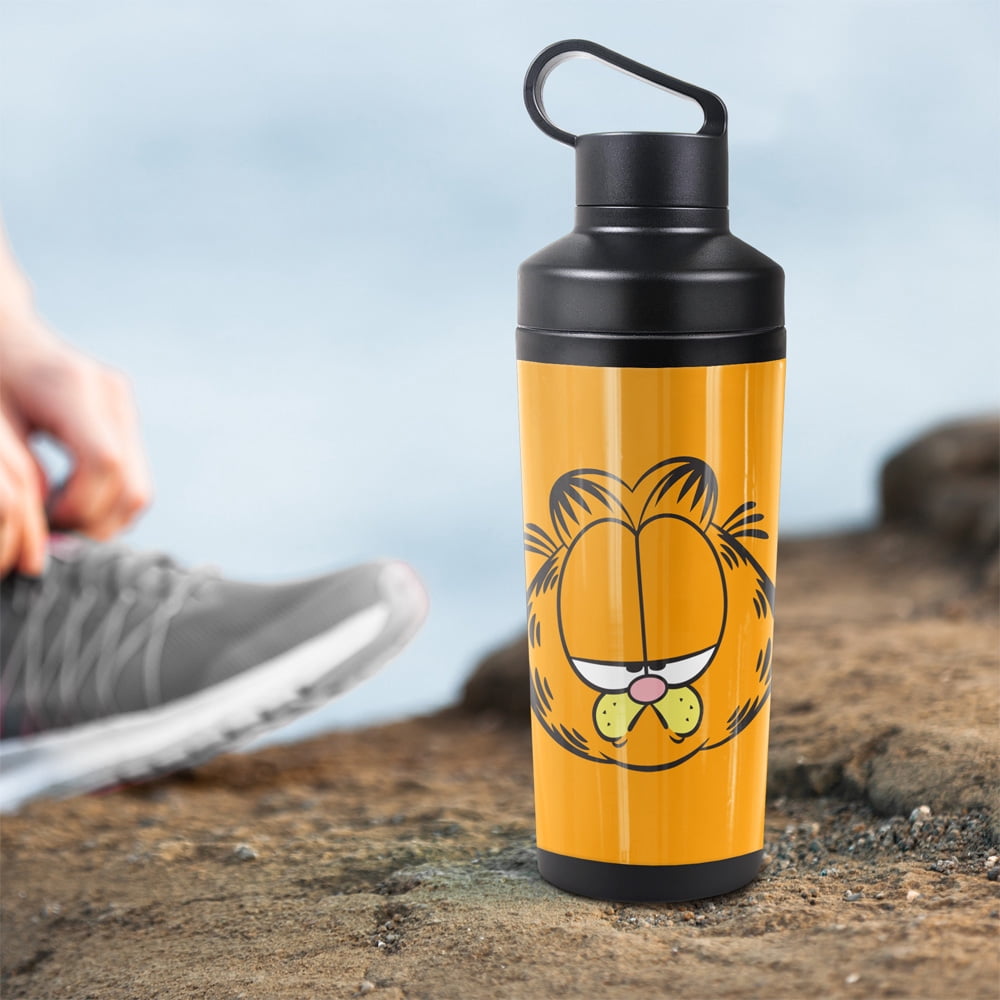 Garfield Official Garfield Big Head 18 oz Insulated Water Bottle, Leak Resistant, Vacuum Insulated Stainless Steel with 2-in-1 Loop Cap