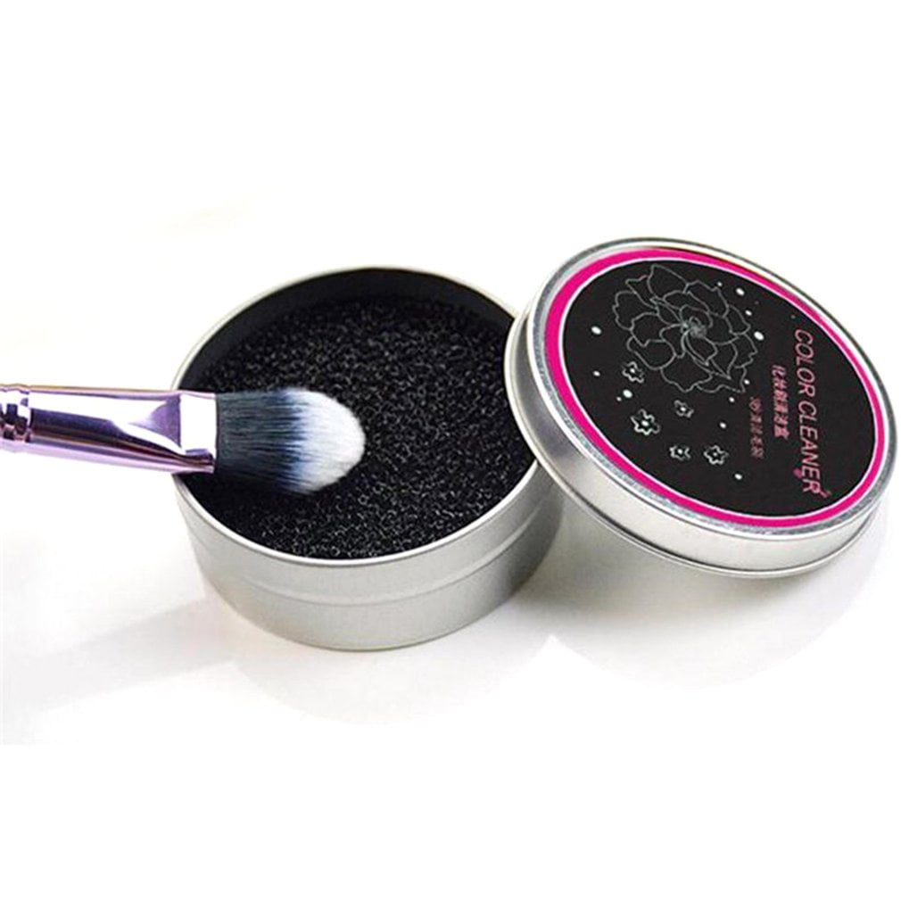 Dry Cleaning Sponge Tin Box Makeup Brush Cleaner Cosmetic Fashion Women ...