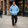 thumbnail image 5 of Resicozy Mens Zip Up Hoodies Long Sleeve Solid Color Hooded Sweatshirts Casual Fall Winter Track Jackets Sky Blue M, 5 of 7