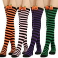 thumbnail image 2 of Bas Rayés d'Halloween pour Femmes, Bas Mignons Longueur Genou Citrouille, Costumes et Accessoires de Fête de Rôle d'Halloween 2 Taille Unique, 2 of 6