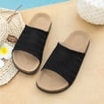 thumbnail image 5 of Slides for Women Cork Footbed Open Toe Mesh Sandals Summer Casual Flat Walking Shoes Comfortable Outdoor Slip on Slippers Black Size 8.5, 5 of 7
