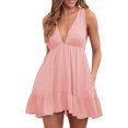 thumbnail image 1 of Mini vestido de verano para mujer de Lucakuins, vestido corto sin mangas con escote en V profundo informal a la moda para vacaciones en la playa Lucakuins  moda, 1 of 6