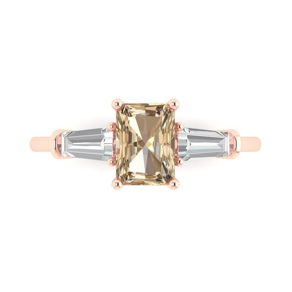 Three-Stone Engagement Ring for Women - 1.5ct Yellow Moissanite in 18K Rose Gold Promise Ring
