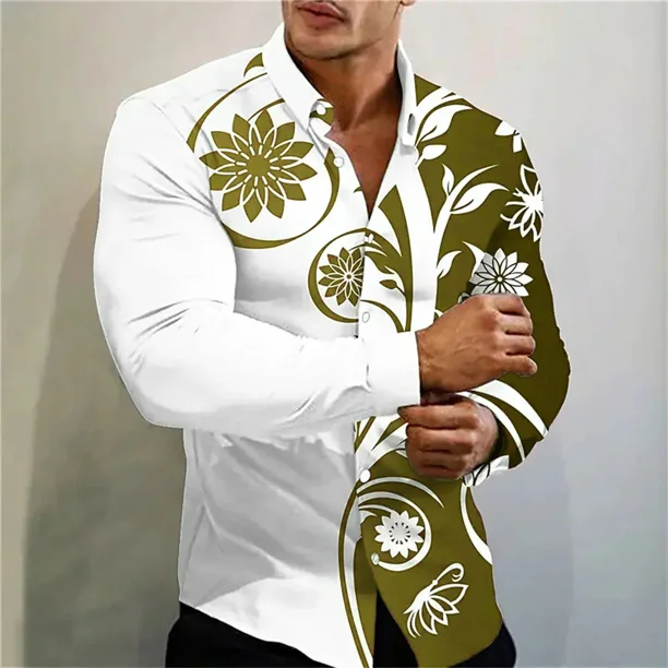 Camisa estampada de lunares multicolor nueva de , camisa de manga larga con cuello de fiesta social de lujo a la moda para hombre, talla grande XS-6XL