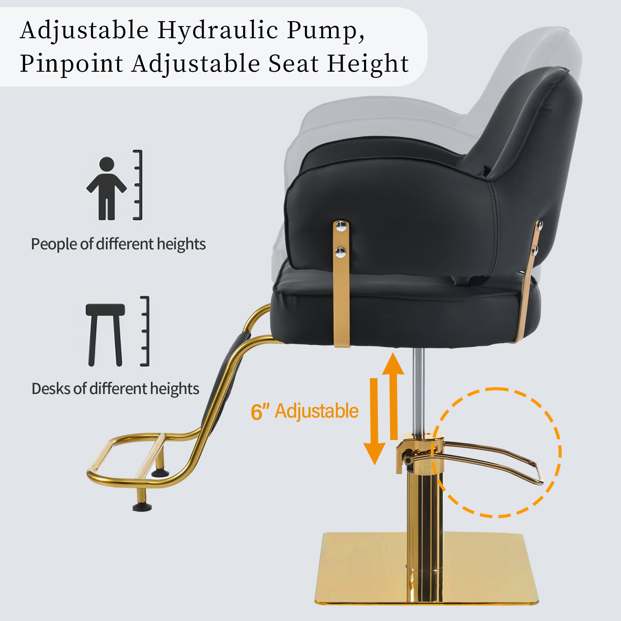 EUROCO 500LBS Barber Chair, Heavy Duty Salon Chair for Hair Stylist, Height Adjustable Hydraulic Hair Reclining Salon Chair, 360° Rotation, Multi-Function Shampoo Chair for Salon Barbershop