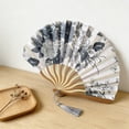 thumbnail image 2 of Luoshdecor Small Folding Fan Hand Fan Vintage Chinease Floral Bamboo Fans with Tassel for Dance, Performance, Wedding, Party,Gift, 2 of 6