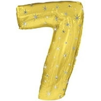 PMU Number Seven Shape 38 Inch Gold Sparkels Mylar Balloon Pkg/1