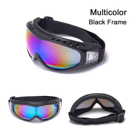 Unisex Dustproof Lens Frame Winter Windproof Moto Cycling Snowboard Ski Goggles Eyewear Glasses MULTICOLOR BLACK FRAME