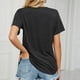 thumbnail image 4 of Camisa casual de color sólido para mujer para uso diario y compras, camiseta de manga corta con cuello en V XL negra, 4 of 6