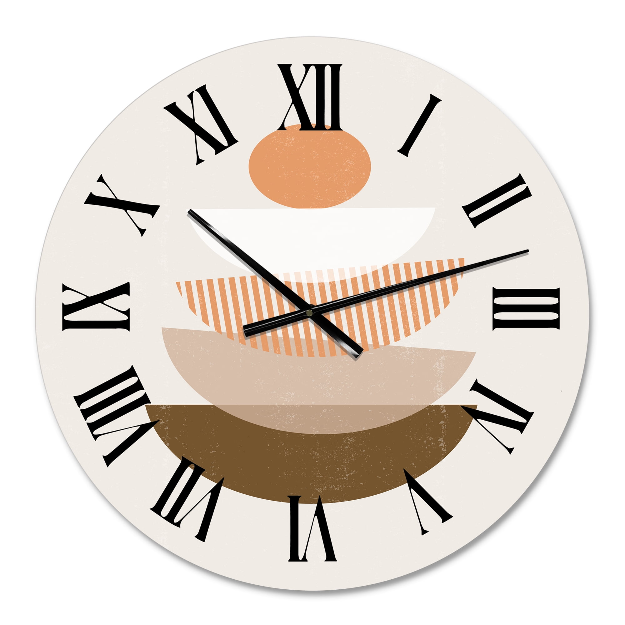 Designart 'Abstract Sun & Moon Geometrics In Terracotta I' Modern Wall Clock