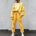 thumbnail image 4 of BLOCLOALO 2 Piece Lounge Set Long Sleeve Pullover Sweatshirts Solid Color Sweater Casual Suit Sportswear Trousers Sweatpants and Sweatshirt Set Pullover Crewneck Sweaters Comfortable Sets Yellow S, 4 of 4