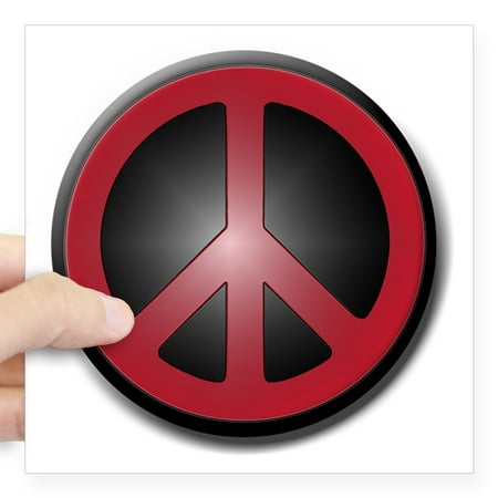 CafePress - Glowing Red Peace Symbol Square Sticker 3 X 3 - Square Sticker 3