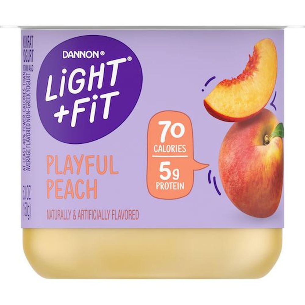 Light and Fit Peach Yogurt, 5.3 Ounce -- 12 per Case.
