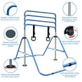 thumbnail image 6 of Gymnastic Bars for Kids with Adjustable Height and Triangular Structure, Folding Gymnastic Training Monkey Bar with Rubber Rings and Round Pedestals for Home, Blue, 6 of 9