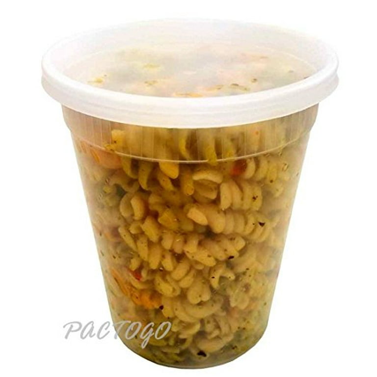 32 oz. Microwaveable Round Plastic Soup/Food Freezer Containers w/Lids 96  Pack