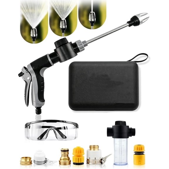 Pressure Washer Gun, 2026 Pressure Garden Hose Nozzle with 360° Rotating Nozzle, 3 Spray Modes, Handheld Jet Nozzle Power Washer for Garden Hose - Tool-Free Installation