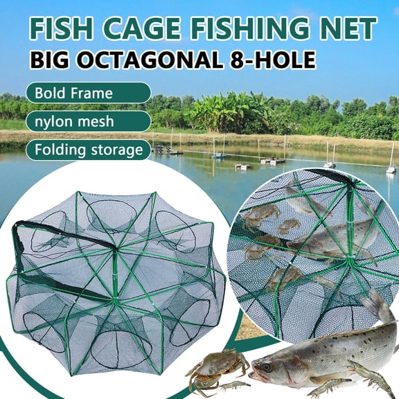Folding Crawfish Trap, 8 Holes Foldable Fishing Net With Umbrella Design, For Catching Lobster Crab Minnow Shrimp In Lake River Pond Ocean Fishing
