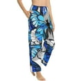 thumbnail image 2 of Haiem Blue and White Butterflies Women's Pajama Pants Ultra Lightweight Pjs Bottoms Sleepwear Bottom Pants With Pocket Drawstring-Small, 2 of 9