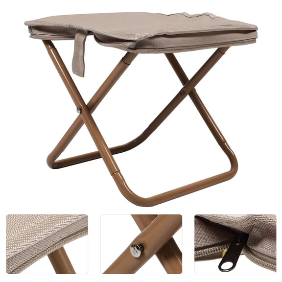 VERDANVERSE Portable Lightweight Foldable Outdoor Stool with Oxford Fabric and Carry Bag, Khaki Color