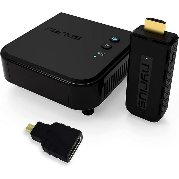 Nyrius ARIES Pro Sans Fil HDMI Émetteur et Récepteur pour Diffuser la Vidéo HD 1080p 3D à Partir d'Un Ordinateur Portable, PC, Câble, Netflix, YouTube, PS4, Drones, Caméra Pro, HDTV & BONUS HDMI à Micro HDMI