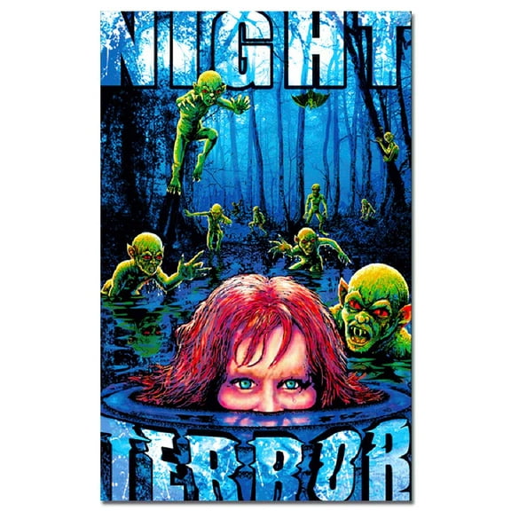 Night Terror Poster 24" x 36" Blacklight Responsive Horror Swamp Alien