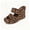 Brown, variant on Ethnic Platform Wedge Slides Sandals for Women Bohemian Beach Casual Leopard Slip on Chunky Heels Open Back Dress Slippers Brown Size 7