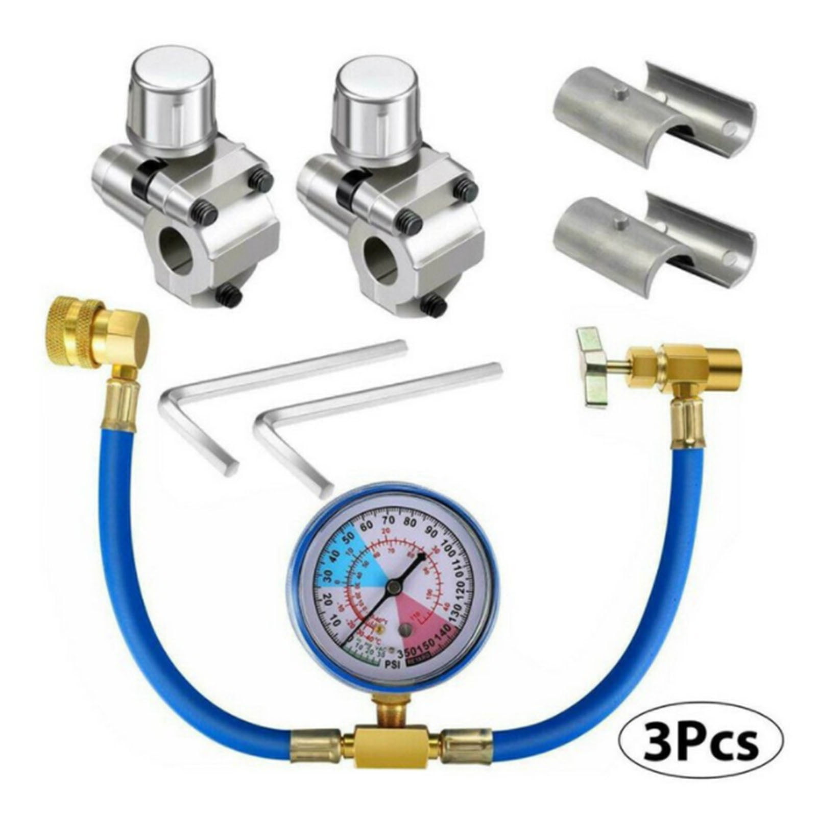 Connect to R12/ R22 Port Only 5/16 2 Pack BPV31 Bullet Piercing Tap Valve Kits Compatible with 1/4 3/8 Inch Outer Diameter Pipes and R134A Air Conditioning Refrigerant Charging Hose with Gauge 
