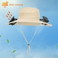 thumbnail image 3 of Wide Brim Solar Fan Hat, Outdoor Fishing Hat with 2 Fans Solar Power, Waterproof Outdoor Hiking Camping Fishing Hat Gift for Man Father, 3 of 10