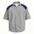 thumbnail image 7 of Big & Tall Men's Short Sleeve Button Down Shirts Casual Colorblock Lightweight Denim Look Workwear Tops for Daily Wear, 7 of 7