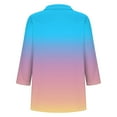 thumbnail image 4 of DeHolifer Women's Tops V-Neck Gradient Color 3/4 Sleeve Summer Casual Tee T-Shirts Elegant Dressy Blouse Light Blue 2XL, 4 of 5