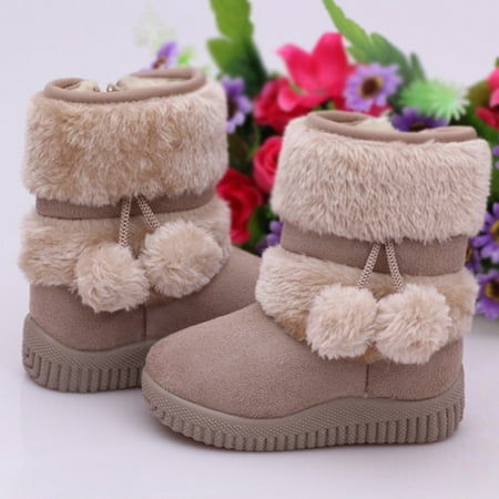 

Simplmasygenix Toddler Baby Winter Shoes Girls Non Slip Warm Boots Beige Clearance Snow For Outdoor Booties With Side Zipper